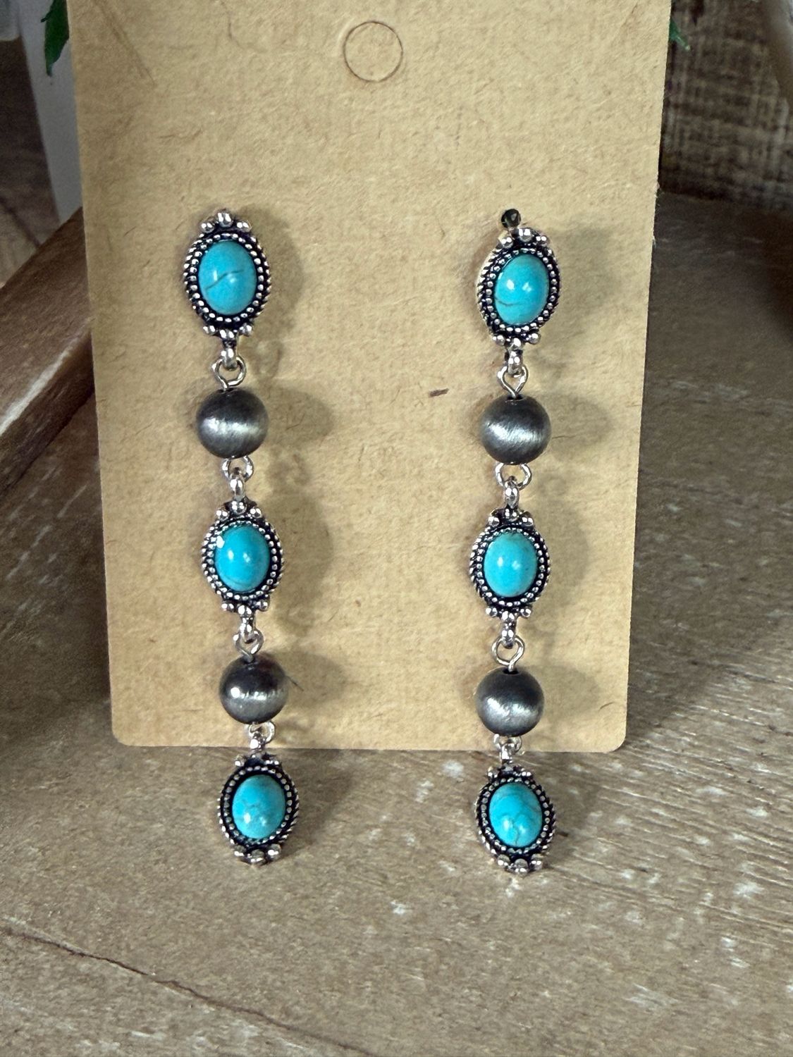 Turquoise 4 Tier Drop Earrings