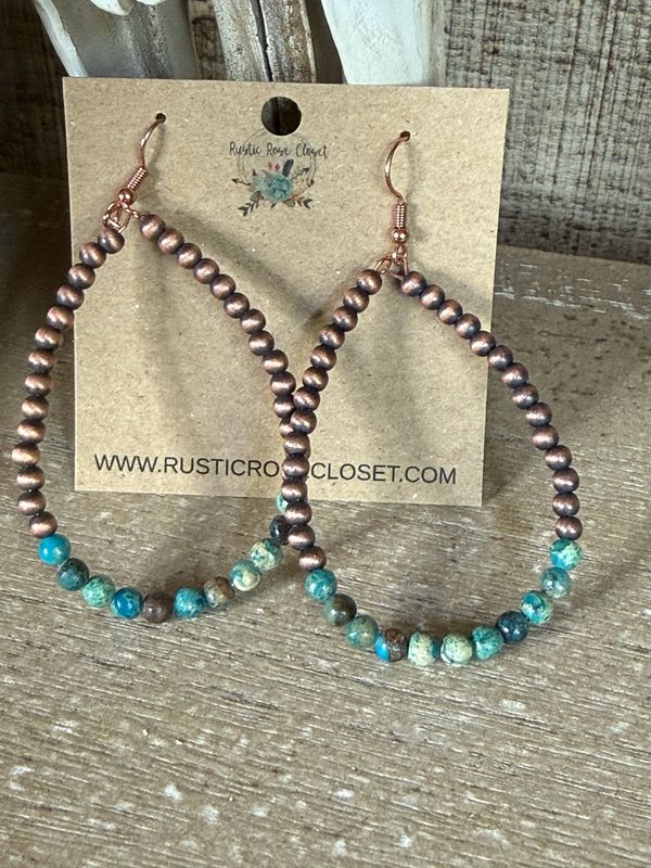 Copper Navajo Style Teardrop Dangle Earrings