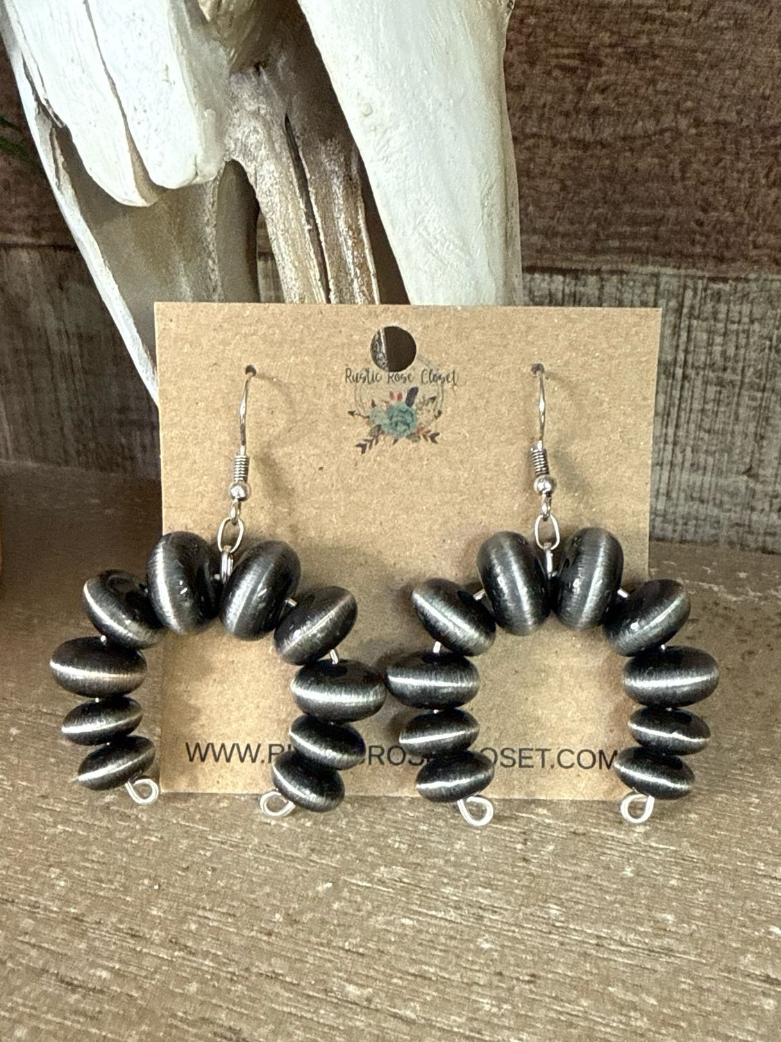 Flat Navajo Pearl Drop Dangle Earrings