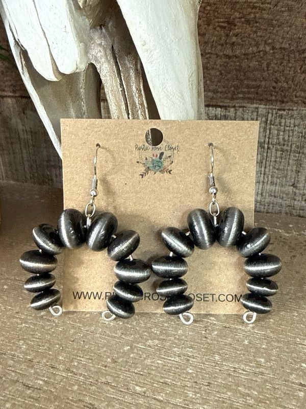 Flat Navajo Pearl Drop Dangle Earrings