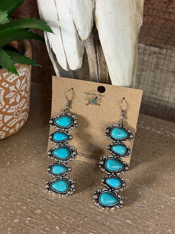 Turquoise Teardrop Stone Earrings