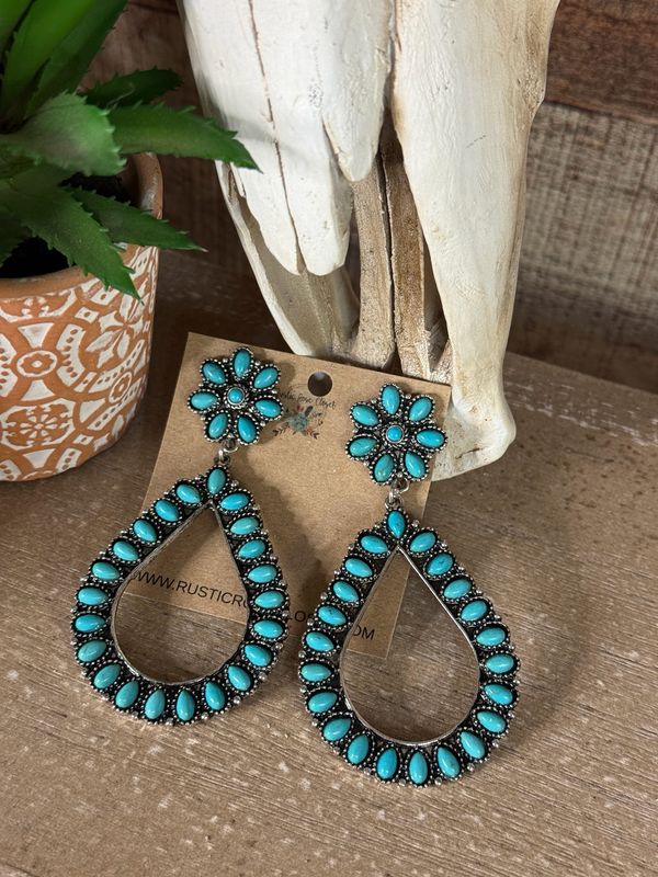 Western Teardrop Turquoise Stud Earrings