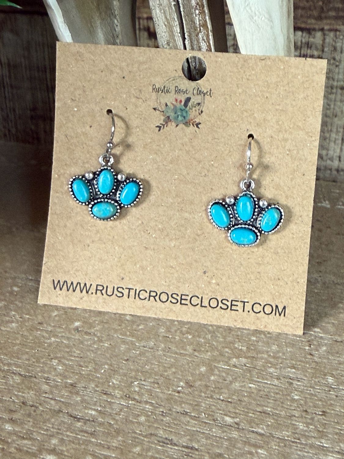 Western Turquoise Stone Paw Dangle Earrings