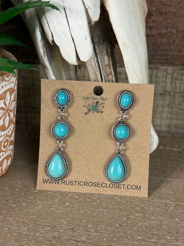 Western Tier Drop Turquoise Earrings