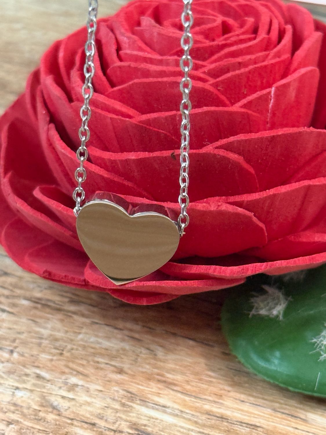 Blank Heart Pendant Necklace Stainless Steel