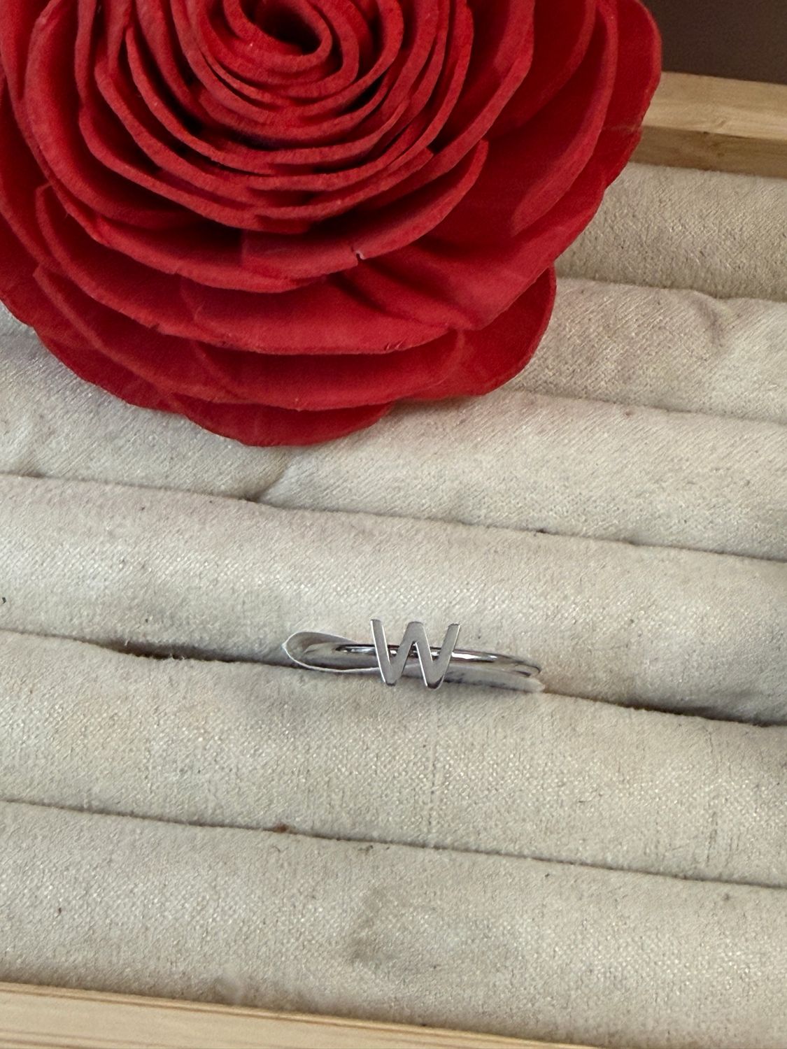 “W” Initial Letter Ring size 8