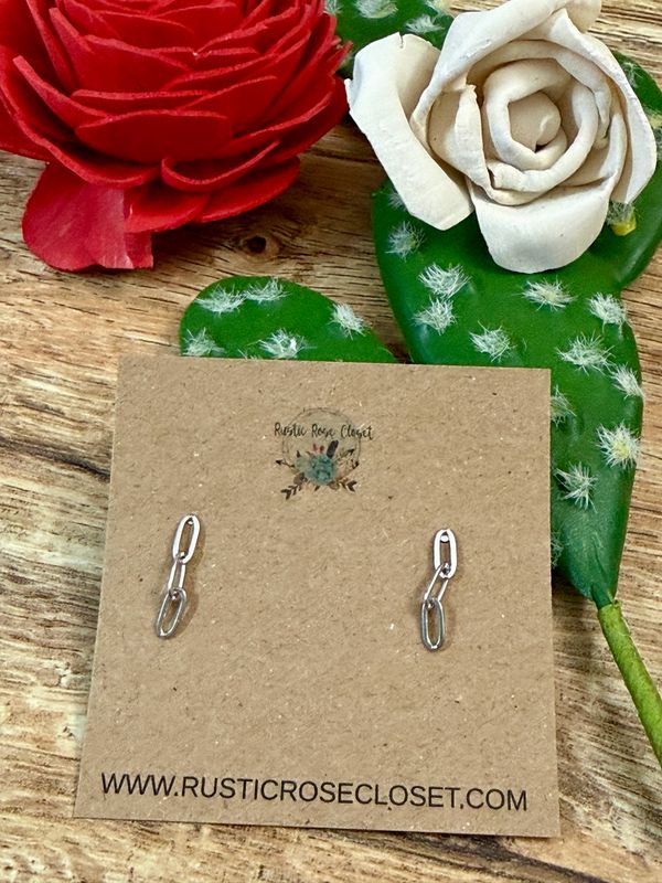 Paper Clip Dainty Dangle Earrings Stainless Steel