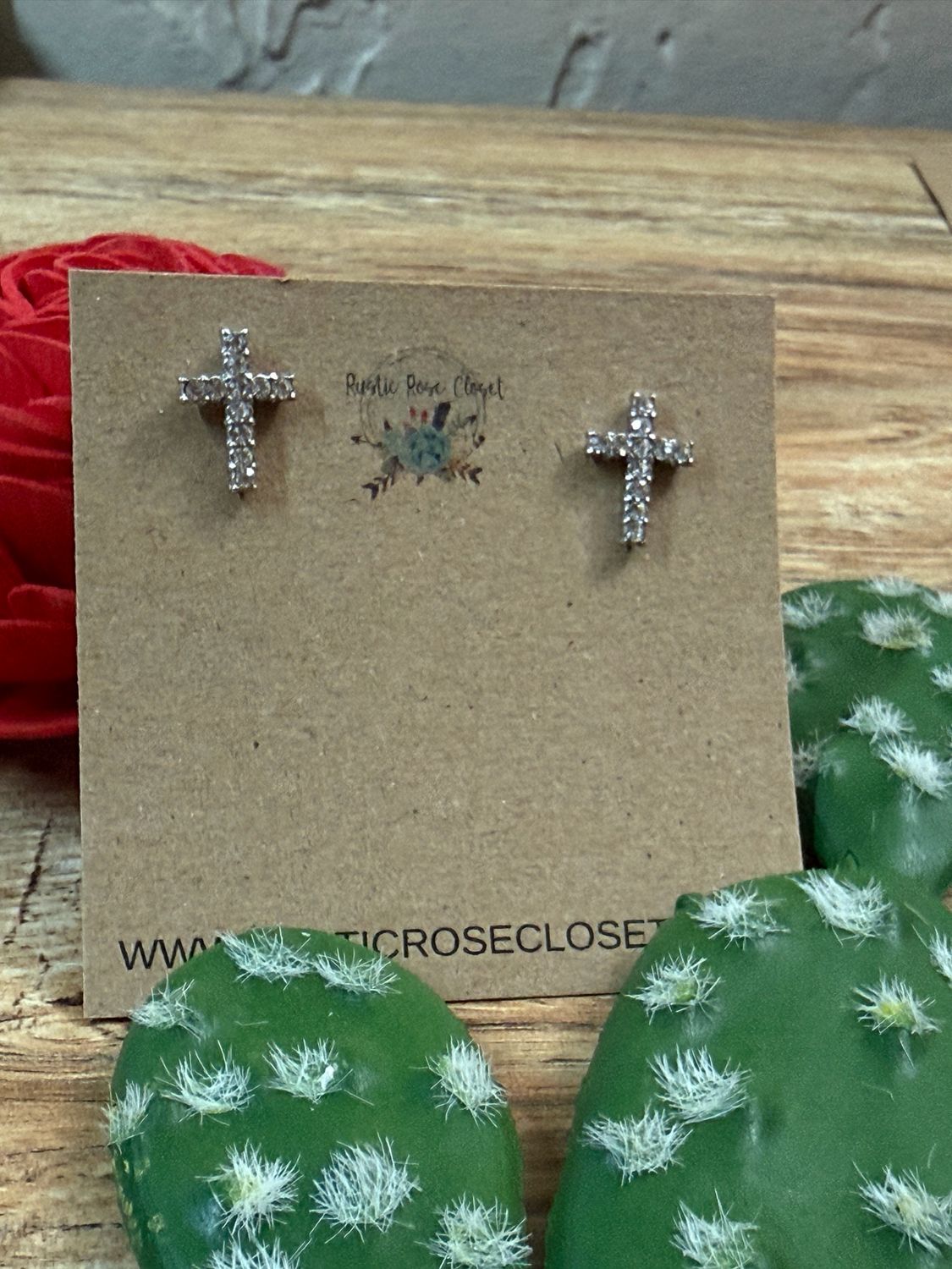 Pave Cross Stud Earrings