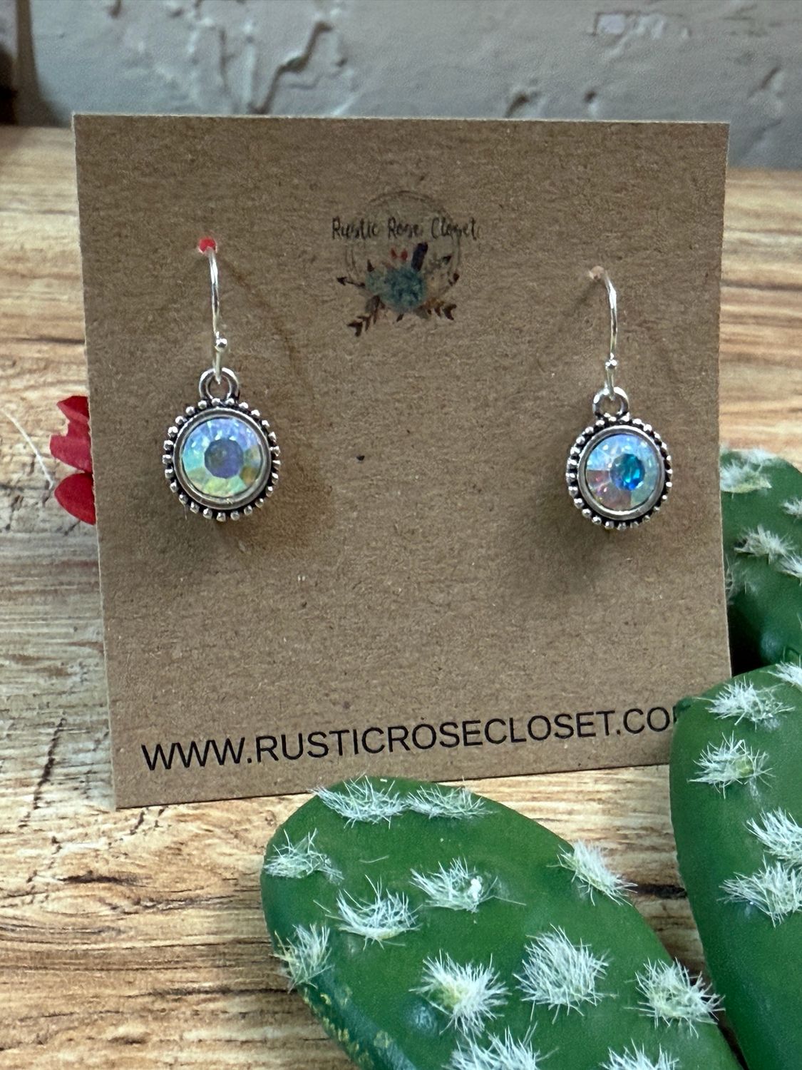 Silver Antique Crystal Drop Earrings