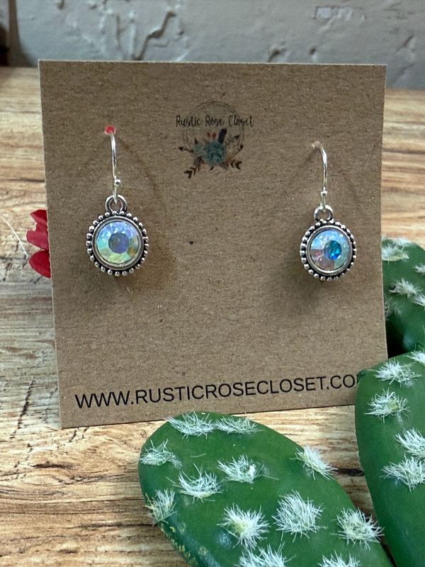 Silver Antique Crystal Drop Earrings