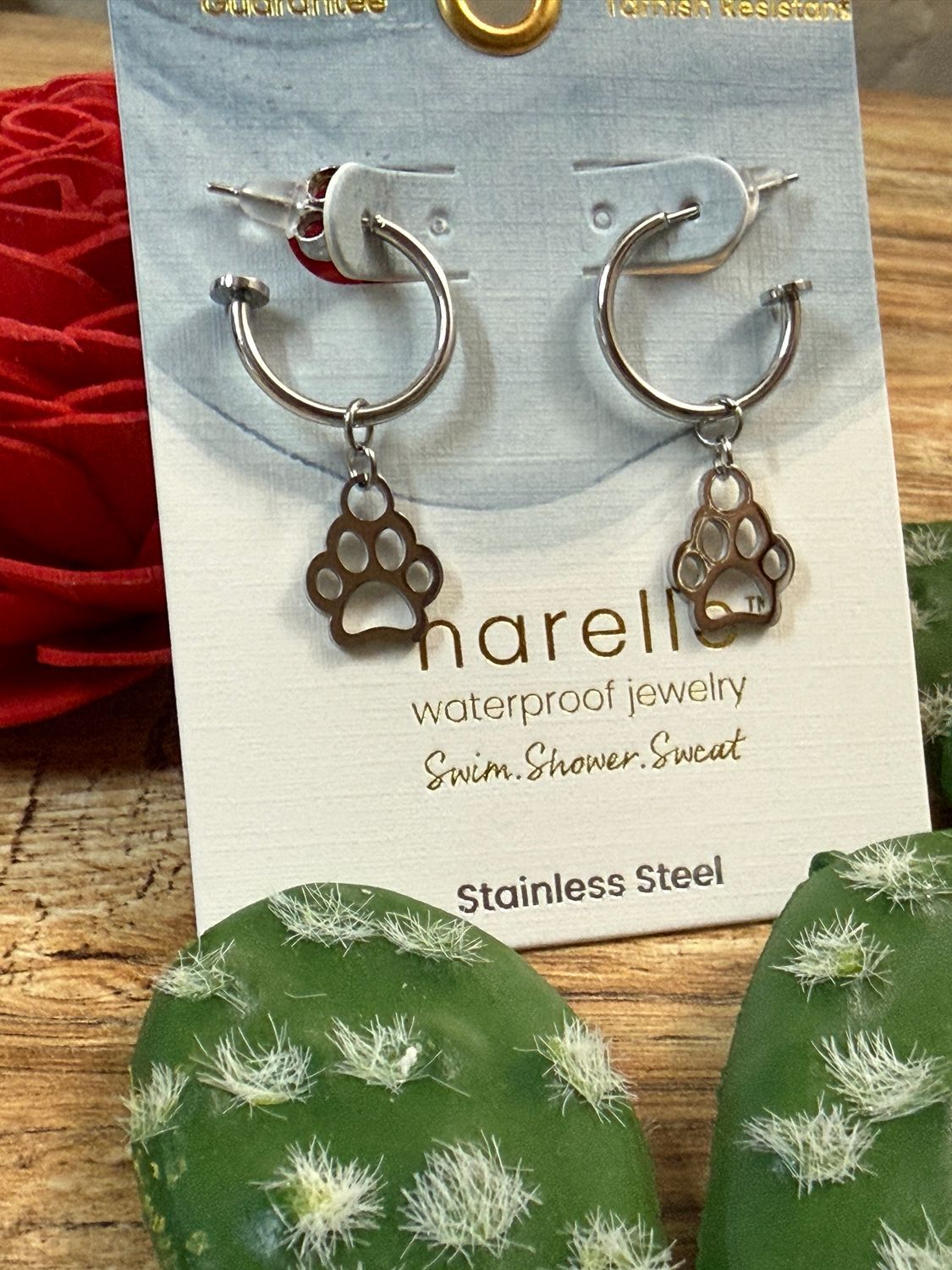 Paw Print Charm Hoop Earrings