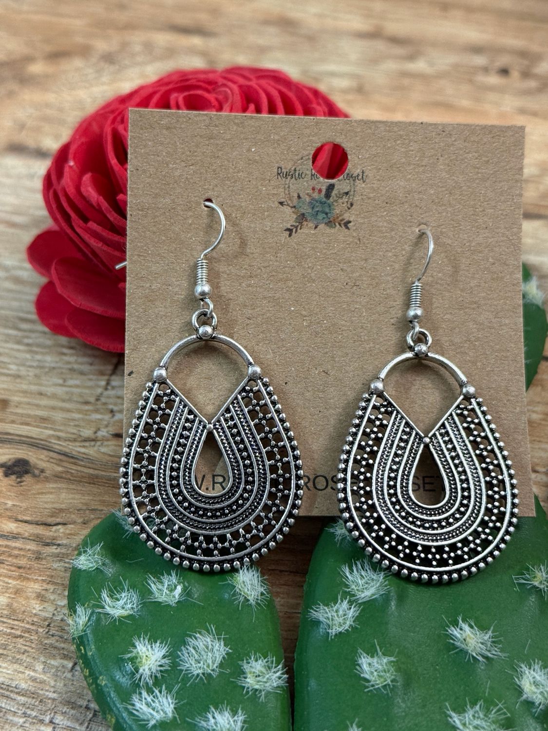 Antique Textured Curved Earrings