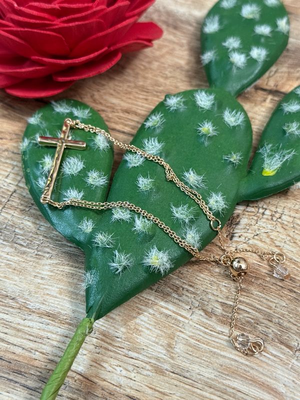 Gold Double Row Cross Bracelet