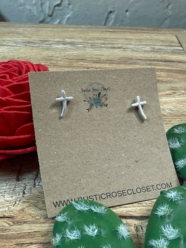 Silver Cross Stud Earrings