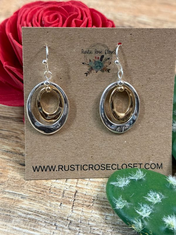 Two Toned Double Oval Earrings