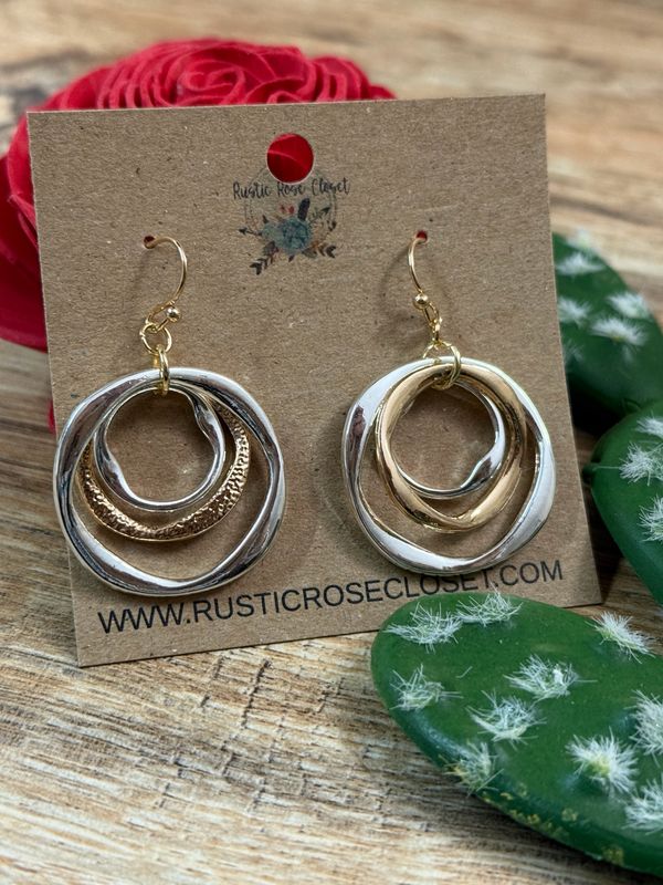 Two Toned Double Round Earrings
