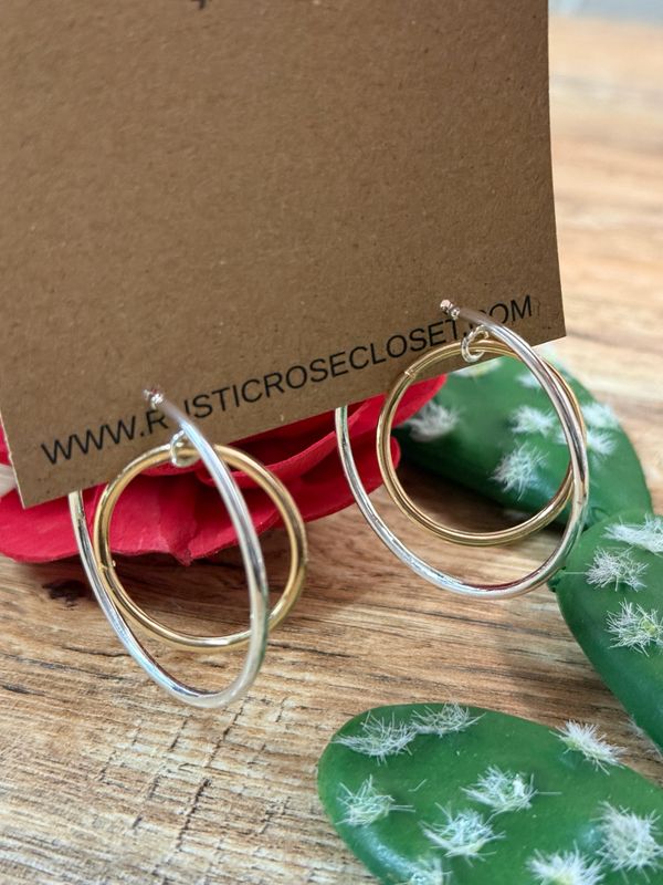 Two Toned Hoop Ring Earrings