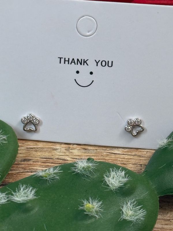 Dainty Silver Paw Earrings