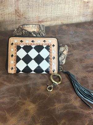 Checkered Black &amp; White Leather Wallet