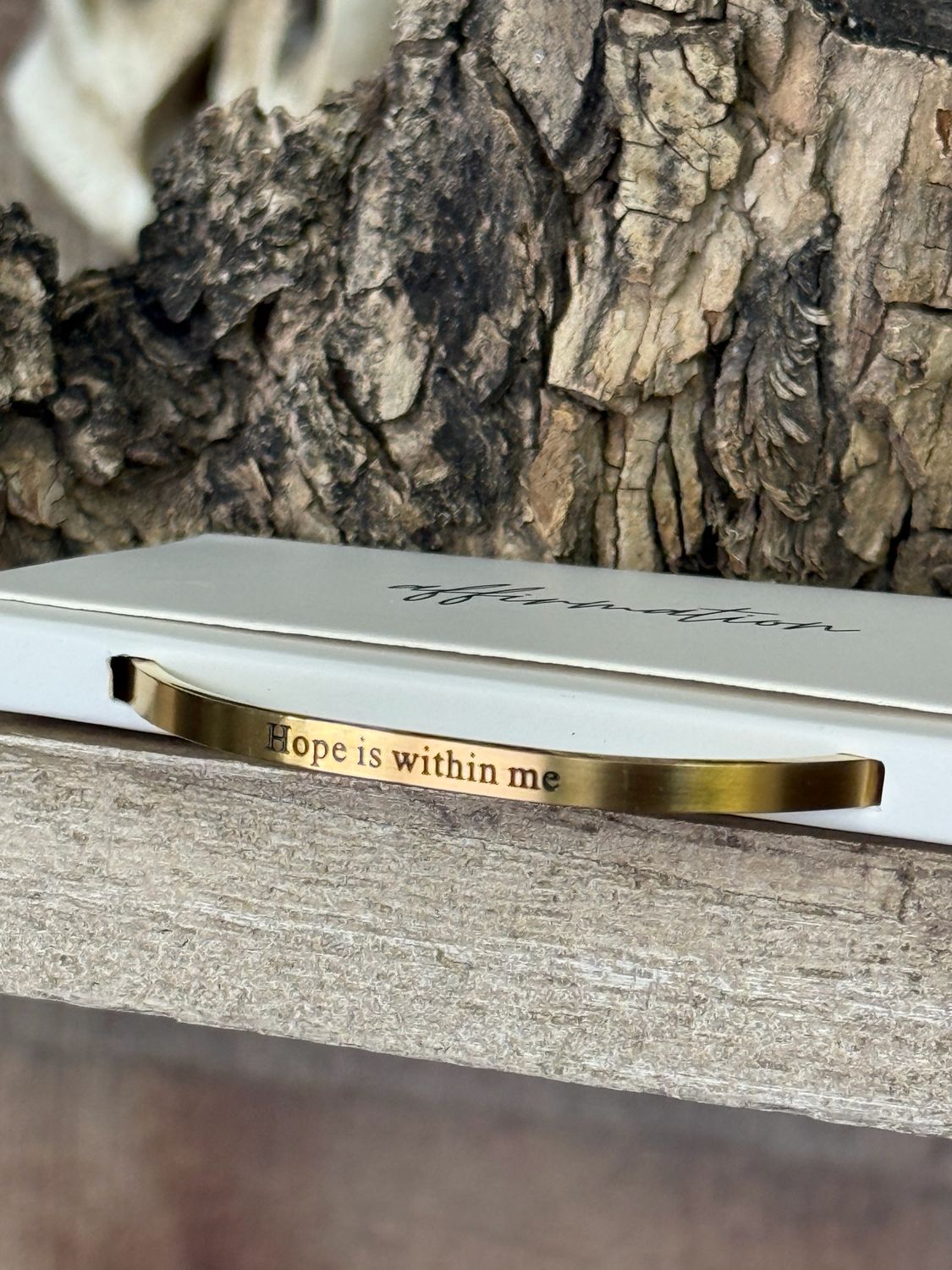 Hope Is Within Me Cuff Bracelet in Gold