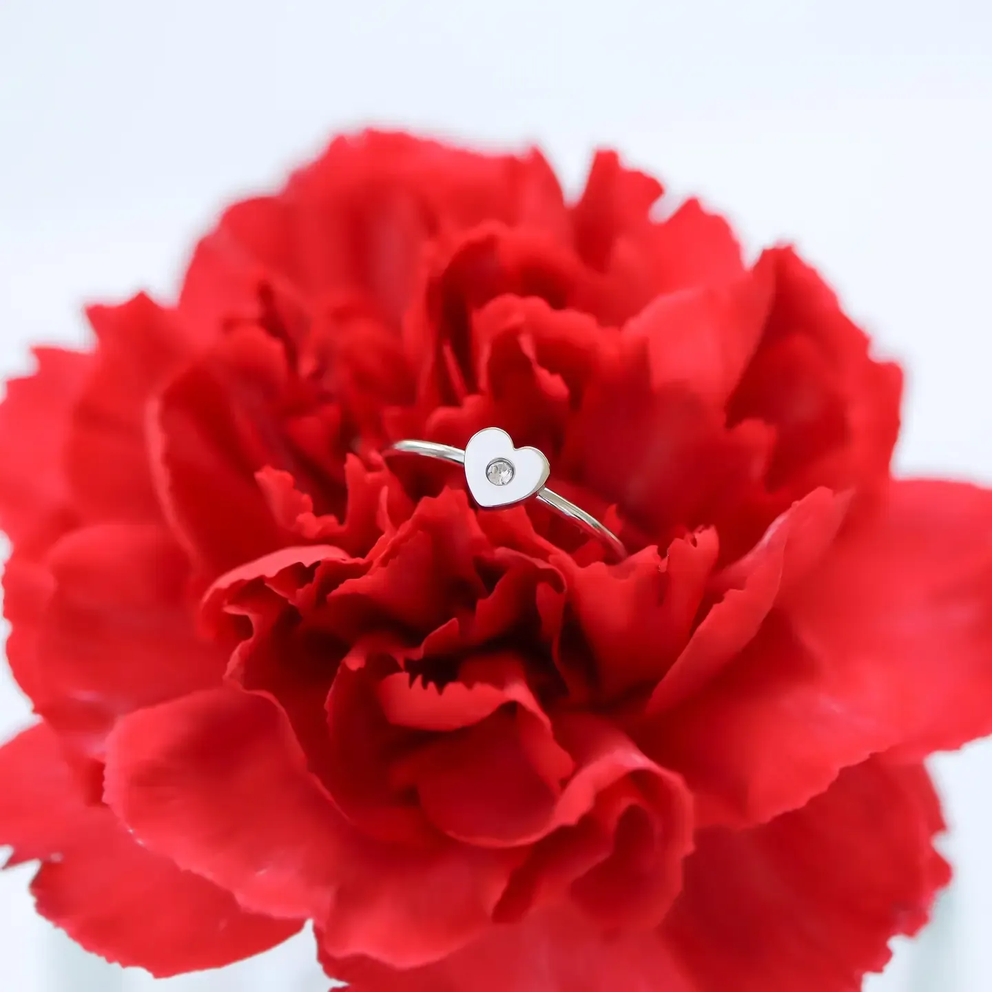 Heart CZ Stone Stainless Stacking Ring