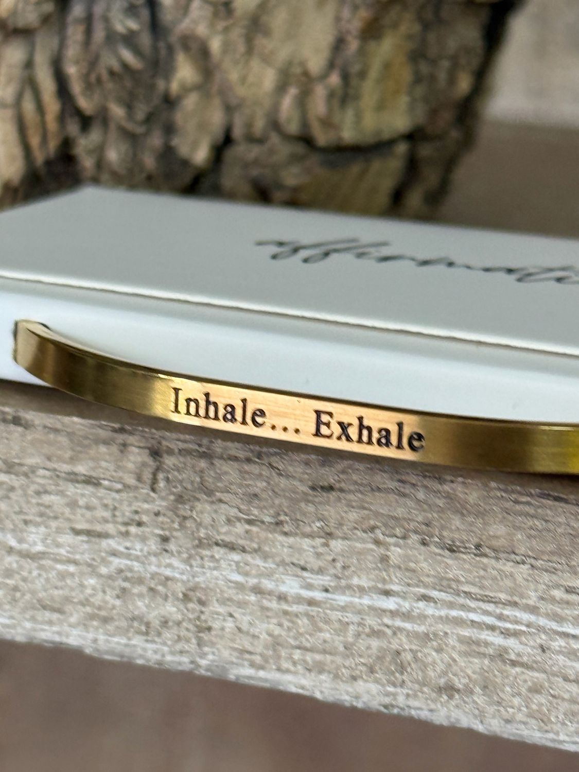 Gold Inhale Exhale Cuff Bracelet