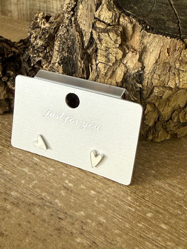 White Heart Stainless Steel Stud Earrings