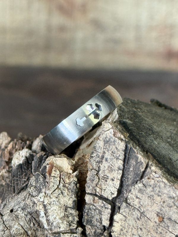 Cross Cutout Polished Stainless Steel Rings