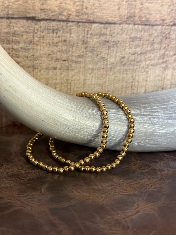 4mm Gold Beaded Stretch Bracelet