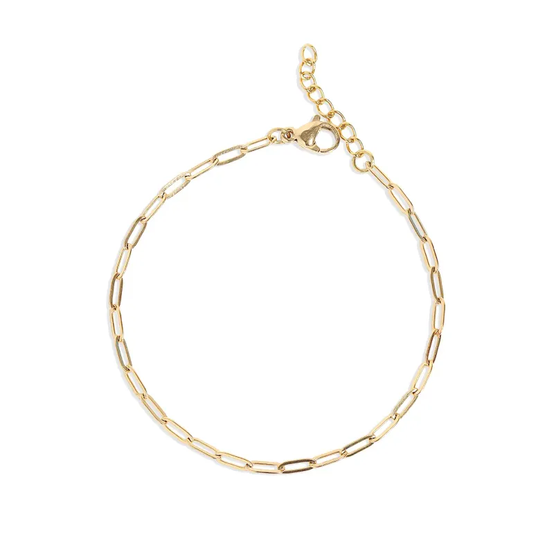 2.5 mm Gold Paperclip Chain Bracelet