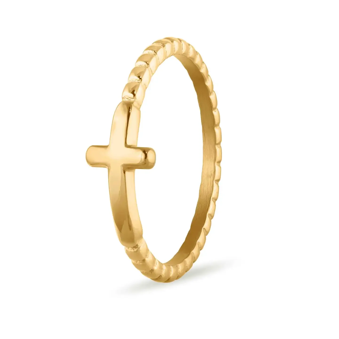 Gold Cross Stackable Ring