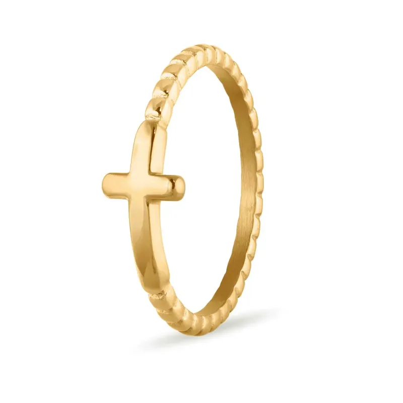 Gold Cross Stackable Ring