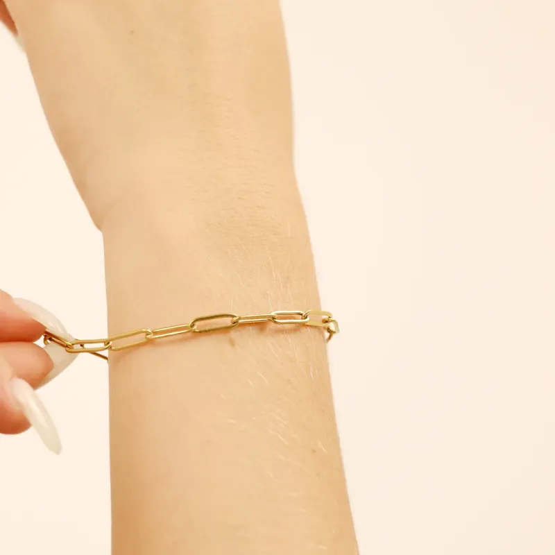7” Gold Paperclip Chain Bracelet