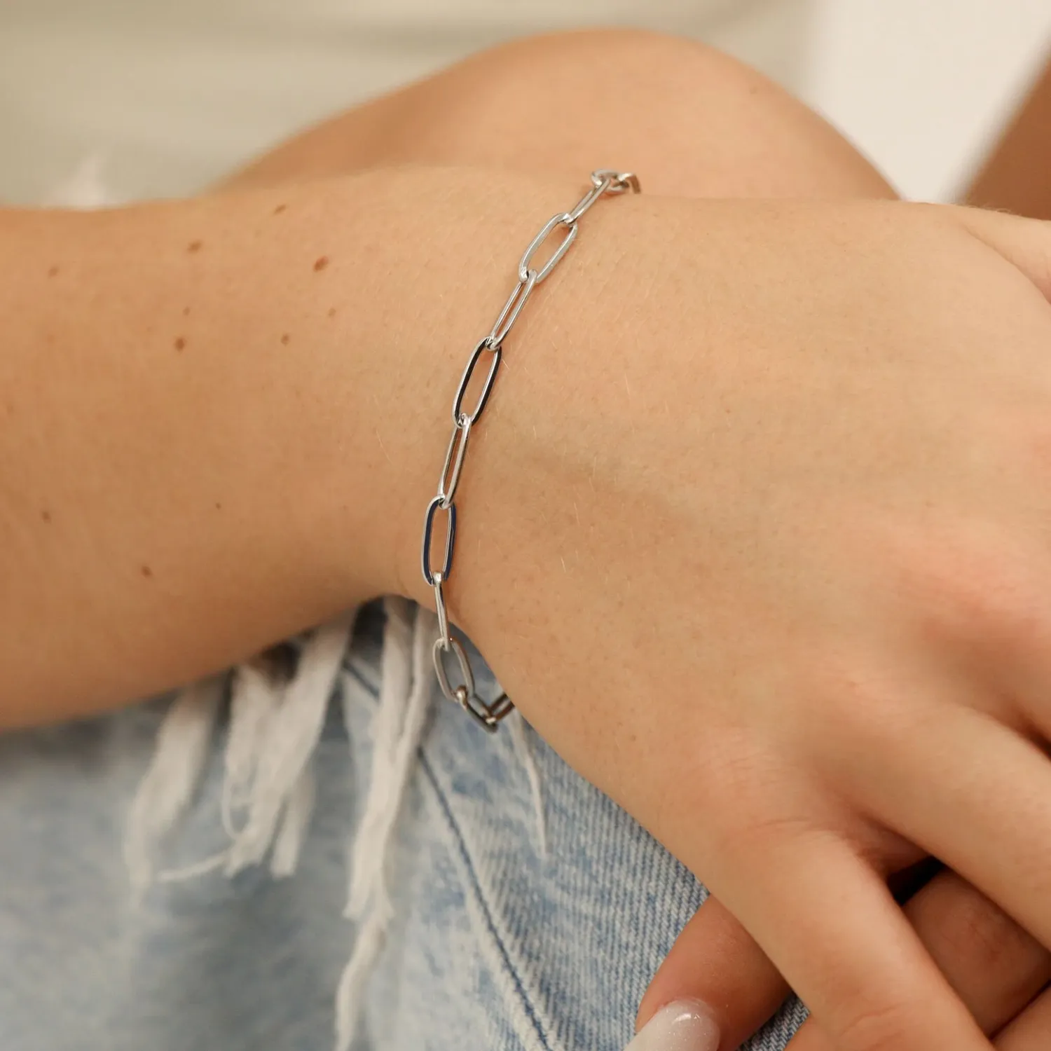 7” Stainless Paperclip Chain Bracelet
