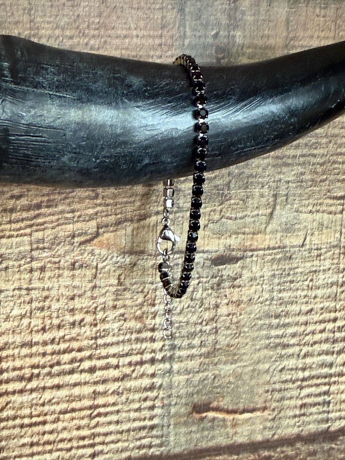 7.5 Jet Rhinestone Tennis Chain Bracelet