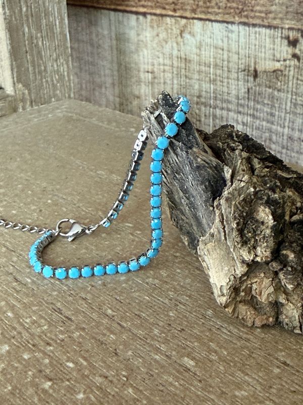 Turquoise Rhinestone Tennis Bracelet