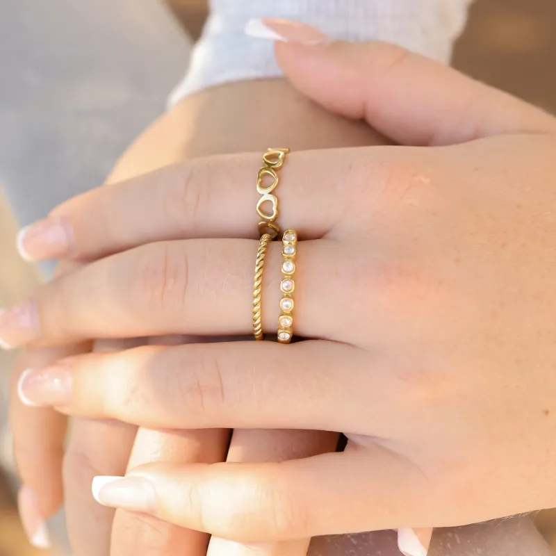 Gold Heart Sideways Rings