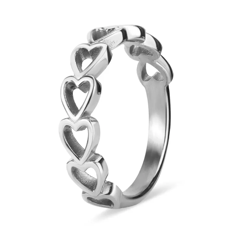 Stainless Heart Sideways Ring