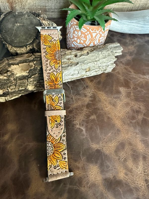 Sunflower Leather Watchband 42-45