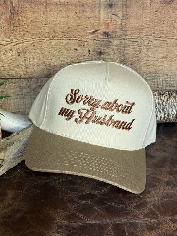 Sorry About My Husband Embroidered Trucker Hat