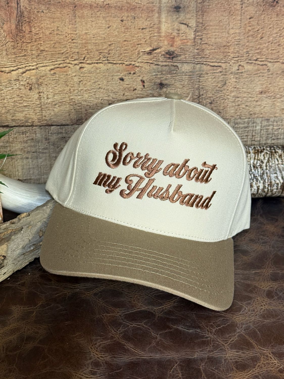 Sorry About My Husband Embroidered Trucker Hat