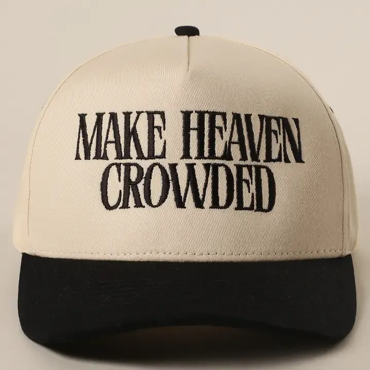 Make Heaven Crowded Black Embroidered Trucker Hat