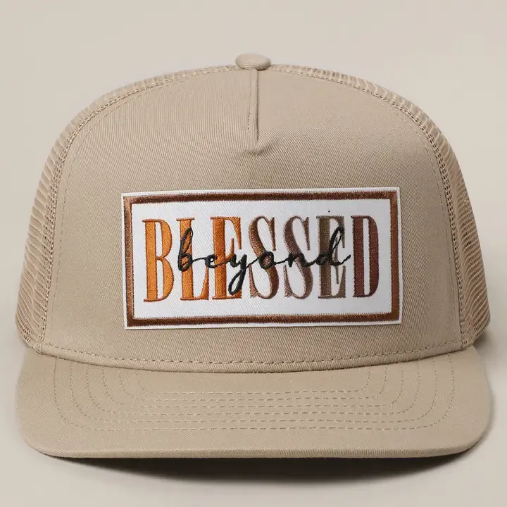 Blessed Beyond Embroidered Patch Trucker Hat