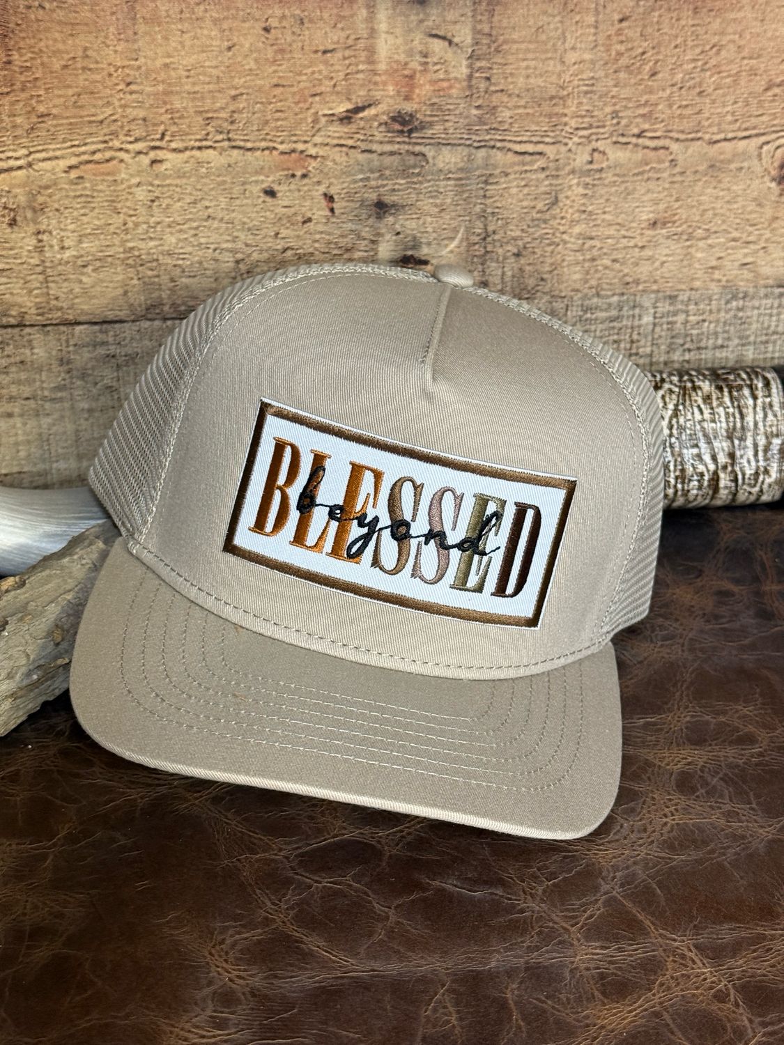 Blessed Beyond Embroidered Patch Trucker Hat