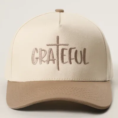 Grateful Beige Embroidery Trucker Hat