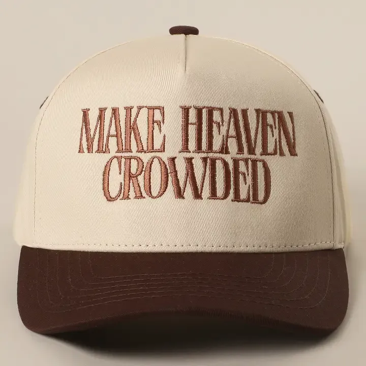 Make Heaven Crowded Brown Embroidered Trucker Hat