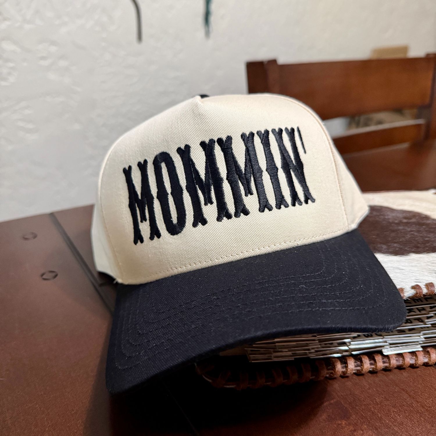 Mommin’ Crimson Embroidered Trucker Hat