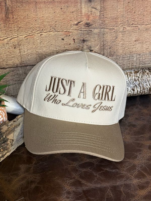 Just A Girl Who Loves JESUS Embroidered Trucker Hat