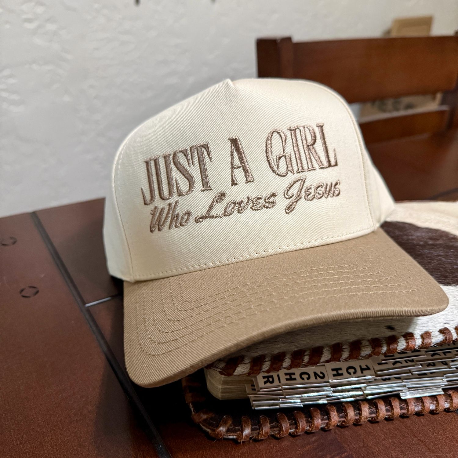Just A Girl Who Loves JESUS Embroidered Trucker Hat