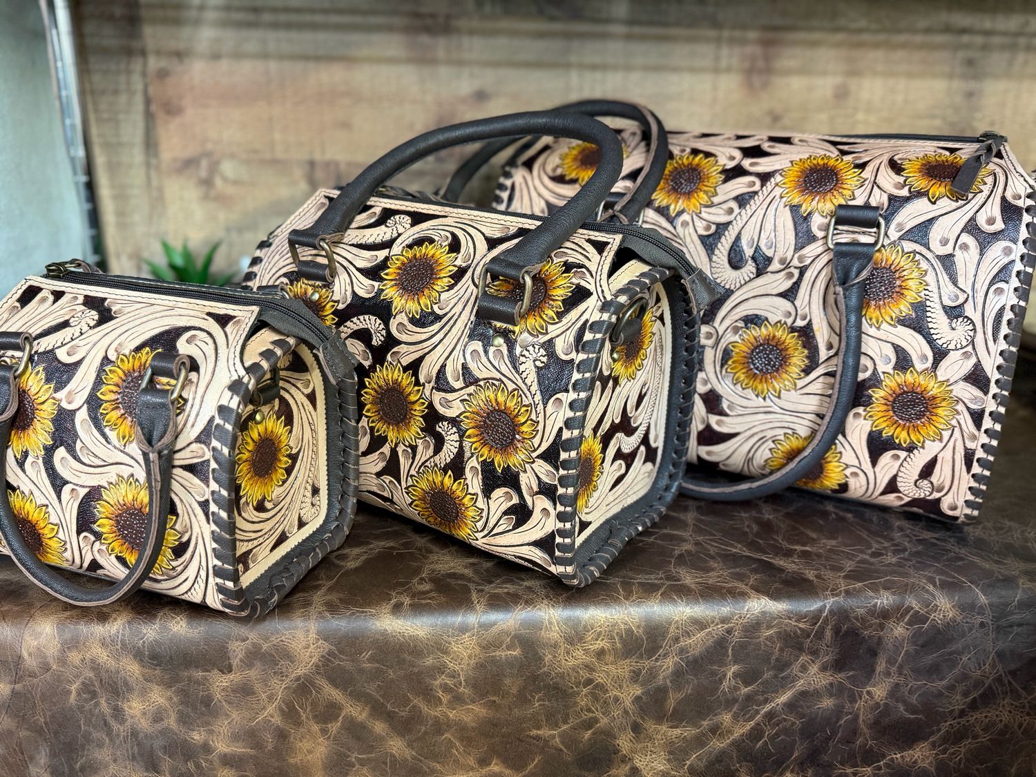 Sunflower Tooled Speedy Barrel Bags